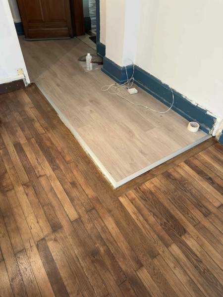 Fin des travaux sur le parquet, avec seuils alu