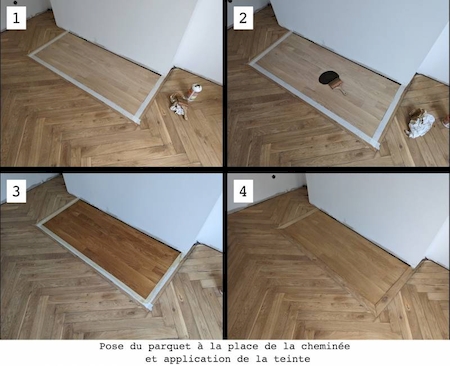 Teinte de parquet pour raccord de teinte sur parquet ancien