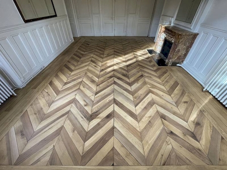 ponçage parquet massif chêne et noyer villefranche